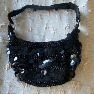 Black Purse with Sequins pretty for a evening or Holiday, special occasion